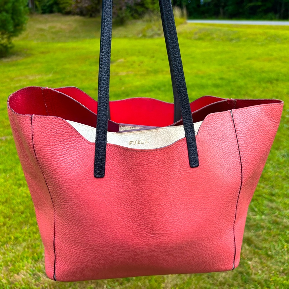 Furla Red and Black Tote Bag